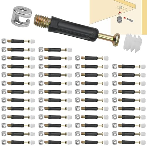 50 Stk Exzenter Möbelverbinder Schrankverbinder Schrauben Dübel Set,Korpusverbinder Exzenter Möbel Schrauben Einschraubdübel Mit Abdeckrand M6x40mm,Eindrehmuttern M6 Für Möbel Kleiderschrank Schublade