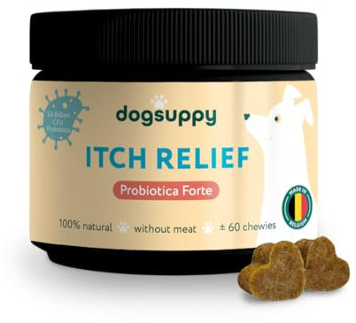 DogSuppy Itch Relief Probiotics for Dogs - Stop Scratching & Paw Licking, Relieve Allergies & Yeast - Supplement for Dogs, 100% Natural (Value 1-Pack, Itch Relief [meat-free])