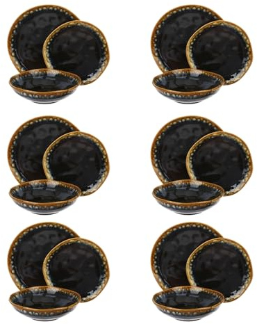 Servicio de 18 platos terracota negro oro Olympus