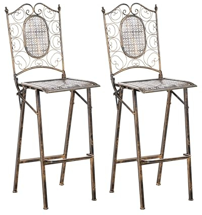 Beliani Garten Barstuhl 2er Set Metall schwarz Antik-Optik klappbar romantisch Borimo