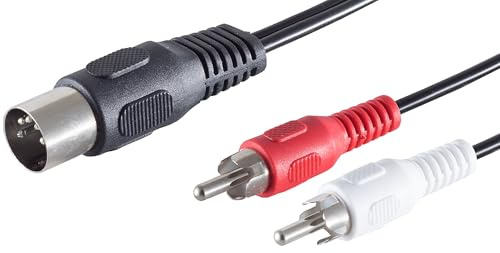 1aTTack.de 1x 1.5m 5-pin DIN plug to 2 RCA plug audio adapter cable Perfect for HiFi music systems Studio equipment