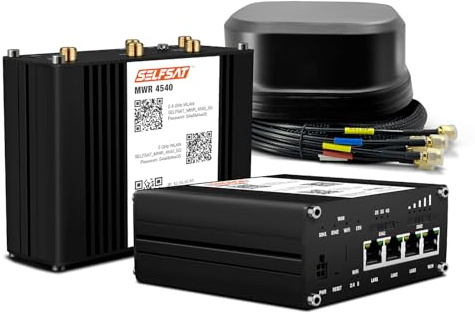SELFSAT MWR 4540 4G Cat 6 Router WLAN fino a 300 Mbps con antenna SATCO 5G nera