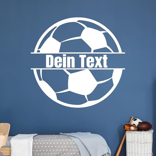 GRAZDesign Wandtattoo Fußball mit Namen personalisiert, Wandaufkleber Kinderzimmer Sticker selbstklebend - 31x30cm / rot