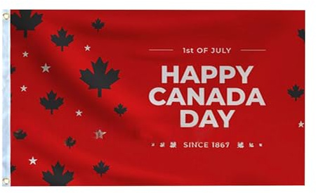 Drapeau canadien 90 x 150 cm en polyester durable idéal pour la fête du Canada NTf280 (rouge, 150 x 90 cm)