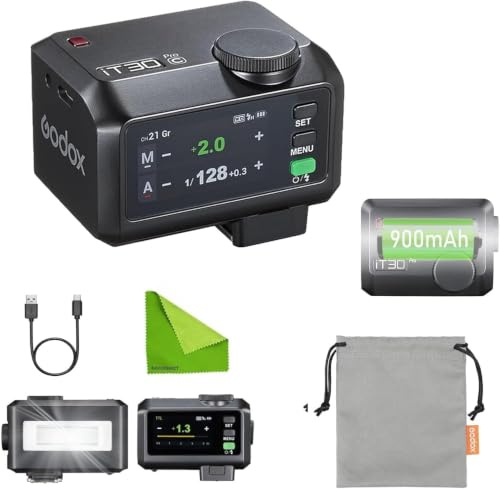 Godox iT30Pro C TTL Mini Camera Flash for Canon R3 R5 R5C R6ll R7 R8 R R10 | R100 M50 M6Il M5 M3 5DMark IV 6DMark ll 90D 80D etc, 2.4G HSS 1/8000s TTL Auto-Exposure, 2.8 Touchscreen & Dial(Black)