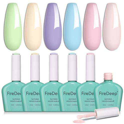 Firedeep 6 Couleurs Hema Free Macaron Gel Polish Pastel Rose Bleu Jaune Vert Lilas Salon DIY Cadeau pour Femmes
