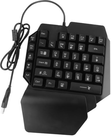 Lurrose Clavier de Jeu Main Gauche Rétroéclairé Noir 39 Touches | Clavier Gamer Mecanique, Clavier de Commande Main, Plastique Léger, pour Divertissement à Domicile, Jeunes