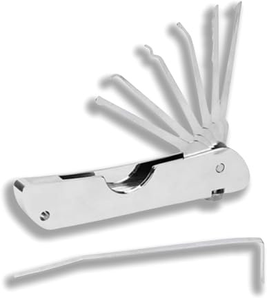 Kit 7 in 1 per grimaldello, strumento pieghevole portatile, strumento multiuso tascabile, set di picking Lo/Ck, kit di estrazione rapida per chiavi sicure, strumenti per fabbro per principianti e