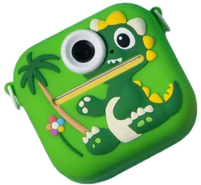 Appareil photo pour enfants à impression instantanée avec coque en silicone dinosaure, écran de 6,1 cm, batterie rechargeable intégrée dans le lecteur de musique de jeu, impression instantanée de