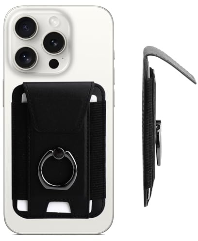 GZRXIOUS magsafe plånbok med ring, magsafe korthållare tunn mobiltelefon korthållare magnetisk för iPhone 17/16/15/14/13-serien, lämplig för 6 kort, smal plånbok kreditkortshållare