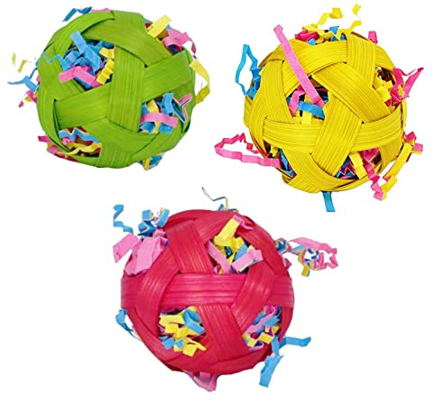 ECVGHD Vogel-Kauspielzeug, Futterball, Shredder, Spielzeug, Papageienfußspielzeug, 6,1 cm, 3 Stück