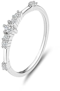 Stfery Diamantring Platin, Stapelring Damen Echt Gold Personalisiert Gr.57 (18.1)