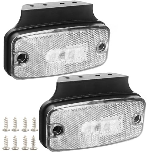 AGRISHOP 2X Seitenmarkierungsleuchte -Begrenzungsleuchte Weiß LED mit Unterstützung Wohnwagen Positionsleuchten12V 24V Umrissleuchten Anhänger Rückleuchten