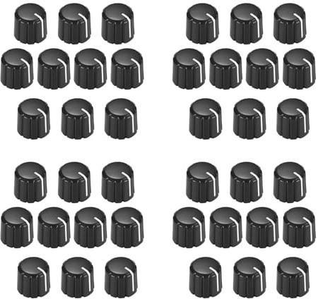 Uikdjgu 40 Stücke Potentiometer Steuerung Knobs für Elektrische Gitarre Volume Tone Knobs Schwarz D Typ 6mm