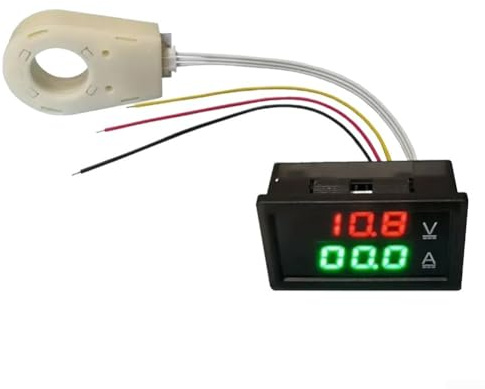 Multímetro digital DC voltímetro/amperímetro DC 0 – 300 V, 50 – 400 A, mini amperímetro/voltímetro digital con sensor de efecto Hall y transformador de corriente (400 A)
