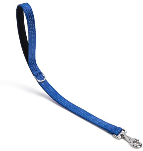 Dog Leash Heavy Duty Metal Hook,Reflective Training Lead,Nylon Traffic Padded Handle Short Dog Leashes. (Blue, 24)