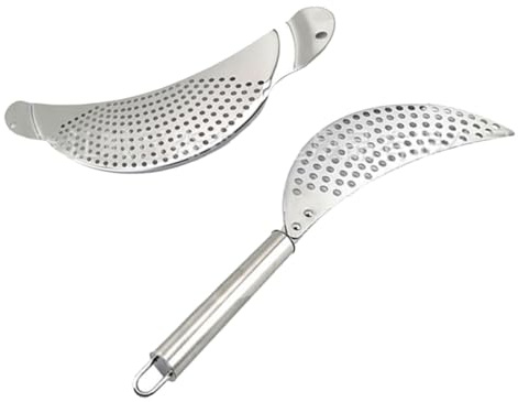 SUPVOX Lot de 2 Passoires à Pâtes en Acier Inoxydable Demi-lune avec Poignée, Égouttoir à Casseroles Portable, pour Égoutter Pâtes et Légumes, Accessoire la Cuisine Résistant