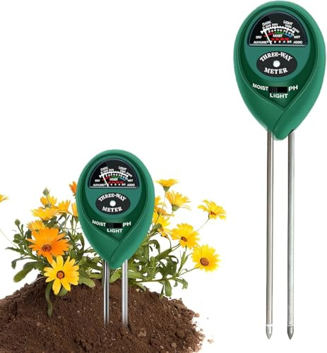 RUTIDA Bodentester, Boden PH-Messer, 3 in 1 Bodenmessgerät Feuchtigkeit, Fruchtbarkei, Boden-Feuchtigkeitsmessgerät, Bodentest Messgerät für Pflanzen Gartenarbeit Rasen Garten Landwirtschaft
