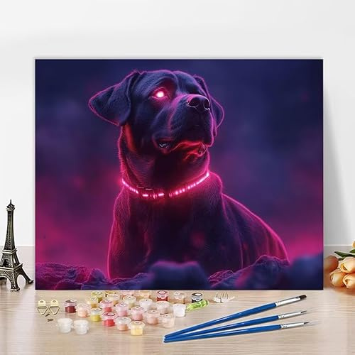 Malen Nach Zahlen XXL Hund Malen Nach Zahlen Rottweiler Paint by Number Adult, DIY Handgemalt ölgemälde Malset, Basteln Erwachsene Frauen Kreatives für erwachsene, Geschenke Mit Rahmen 60x40cm 9-SV381