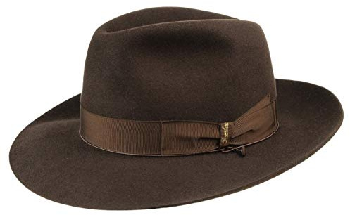 Borsalino Breitrand Bogarthut Haarfilzhut Filzhut Herrenhut Damen/Herren - Made in Italy Bogart Hut mit Futter, Ripsband Frühling-Sommer Herbst-Winter Frühjahr Sommer Herbst Winter