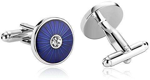 Beydodo Manschettenknöpfe Hemd BusinessBlau Rund Edelstahl Herren Hochzeit Manschettenknöpfe (Cufflinks)