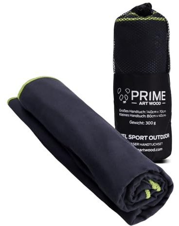 PRIME ART WOOD Mikrofaser Handtuch, Schnelltrocknend, Saugstark, Super Weich, Viele Größen & Farben, Reisehandtuch, Sporthandtuch, Badetuch (Anthrazit, 140x70cm)