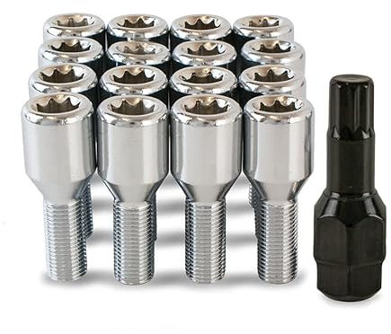 16 x Slim Fit Tuner Wheel Bolts Nuts for Chrysler Delta with Aftermarket Alloys - SFP-16BM22TK+Key134