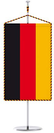 Vispronet® 15 x 25 cm Tischbanner Nationalfahne Set ✓ Fahne & Chrom-Ständer ✓ Kordel-Rand (Deutschland)