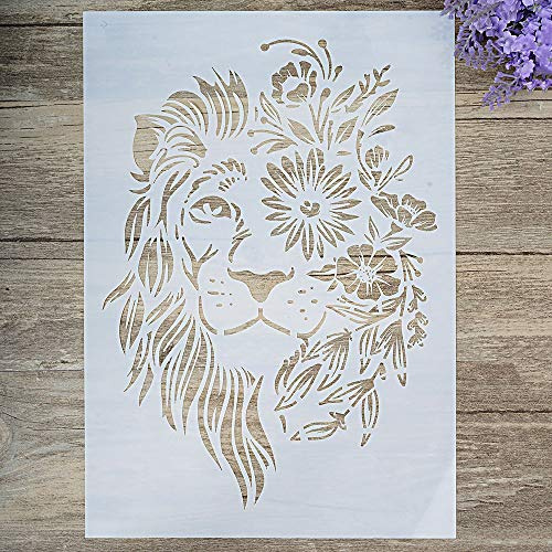 Pochoir décoratif en forme de lion pour peinture sur murs, meubles, travaux manuels (format A2)