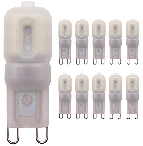 Mengjay 10x kaltweiß 6000k, G9-Birne, geeignet für G9LED-Birnen an G9-Fassungen wie Kronleuchtern. (2,5 Watt, AC220V, Größe: 16 * 48 MM)