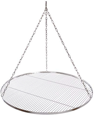 Grillrost Ø 100 cm mit Kette Edelstahl 4 mm Grillstabdicke Stababstand 14 mm für Schwenkgrill BBQ Dreibein