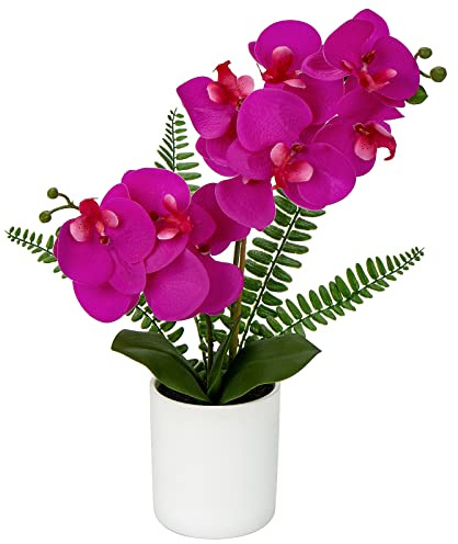 Briful Kunstblume Orchidee Künstlich Phalenopsis Blumen im Keramiktopf Kunstpflanze für Home Office Hochzeit Heiratsantrag Dekoration Weiß Rosa Violett