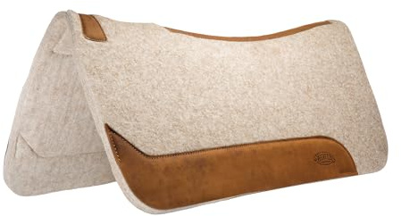 Weaver Equine Hästsadeldyna, 83,8 x 81 cm, konturerad sadeldyna i ullblandning och filt, stötdämpande och skyddande sadeldyna i western-stil, hållbar hästutrustning, tan (solbrun)