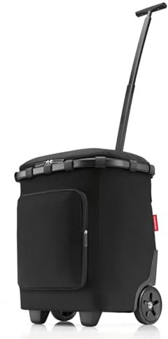 reisenthel carrycruiser Plus in Black – Tragbarer Einkaufstrolley mit Kühlfach, Schultergurt und herausnehmbarer Netz-Innentasche – Aus recyceltem Material