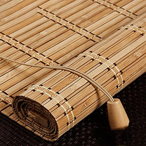JIAOLUN123 Store Bateau en Bambou Rideau en Bambou Store à Rouleau en Bois Protection Solaire Enrouleur à Traction latérale pour fenêtres et Portes,Taux de Shading 50%,Personnalisable (80 x 140 cm)