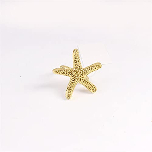 1 stücke Mode Metall Serviette Schnalle Kreative Stern Fisch Schmuck Serviette Ring Hotel Set Tischdekoration Zubehör Serviette Ring (Color : Starfish gold)