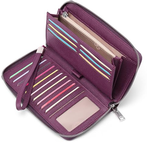GAEKEAO Damen Geldbörse, große Kapazität Leder Damen Geldbörse Reißverschluss Kupplung mit RFID-Blockierung und Mehreren