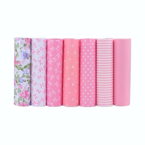 Lulizzie - Lotto di 7 scampoli di tessuto in 100% cotone, 40,6 x 50,8 cm, per trapunte, scrapbooking, progetti fai da te, collage con piccoli puntini sparsi con elementi floreali