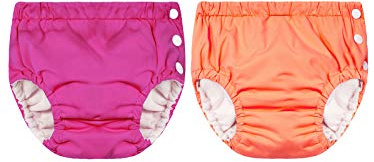 Century Star Baby Reusable Swim Diaper Pool Swimming Diapers for Toddler Boys Girls Washable Swimming Pants B Orange & Pink 2-3T