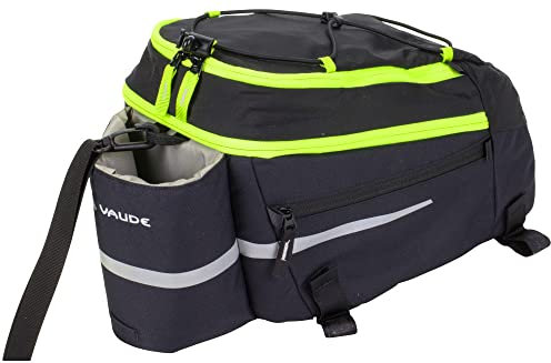 VAUDE Silkroad L Fahrradtasche Gepäckträgertasche 9+2l (Black-Bright Green, Einheitsgröße)