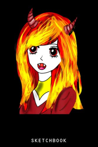 Fire Devil Anime Girl With Horns Novelty: Size 6x9 120 Blank Pages | Anime Themed Sketchbook for Drawing Sketching and Writing Notes