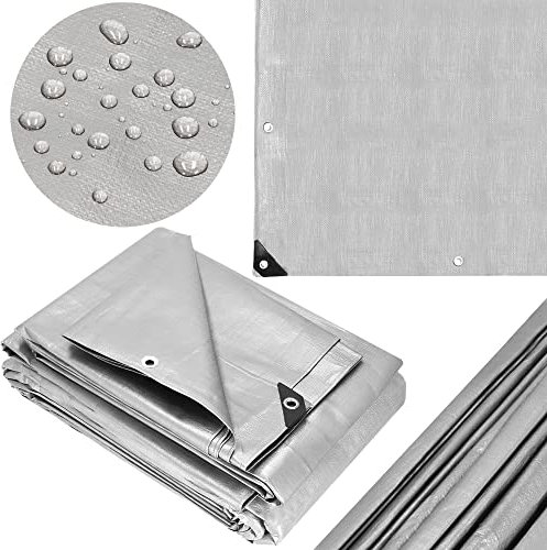 Springos - Bâche de protection en tissu - 4 x 4 m - Imperméable - Grammage : 270 g/m² - Avec coins renforcés et œillets - Pour camping