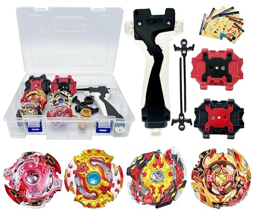 Gytobytle 4en1 Peonzas de Batalla, con Lanzadores, Asas y Caja Organizadora, Trompos de Combate para Niños (Spriggan)