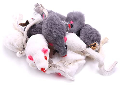 Echtes Kaninchen Fell MäUse Katzen Spielzeug - 12Er Pack Haustier und Kinder Spielzeug