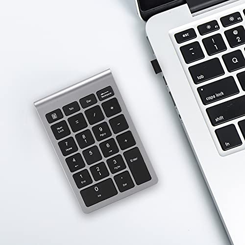 Gedourain Clavier Numérique 22 Touches, Clavier sans Fil 2.4G, Mini Pavé Numérique pour Ordinateur Portable avec Récepteur, Compatible avec Plusieurs Systèmes(Gris Fer)