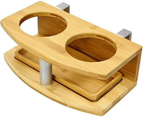 Woodquail Clip on Cup Holder Hanging Shelf, Small Bedside Shelf, Made of Natural Bamboo (Clips 31mm)