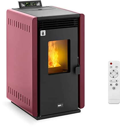 MSW MSW-PLT-6 Pelletofen 6 kW für 50-150 m³ 5 Stufen Timer Pellet-Kaminofen Pelletkamin Pelletofen modern Pelletofen ohne Gebläse