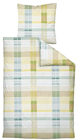 Janine Ropa de cama Seersucker Tango Sábanas con Cremallera, 135 x 200 + 80 x 80 cm, color verde lima