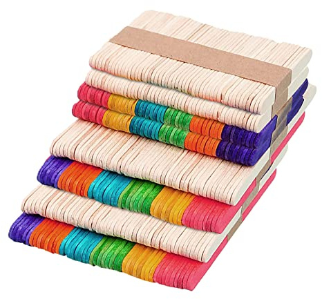 GAROMIA 400 PCS Palos Madera Multicolores Palos de Helado Madera de Colores Palillos de Madera para Paletas Caseras Helado de Madera para la Fabricación de Helados de Bricolaje