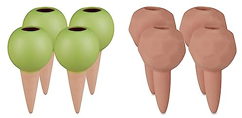 Relaxdays Tonspitzen Bewässerung & Bewässerungskugeln Ton, 4er Set, Durstkugeln Ø 6cm, Keramik, dosierte Bewässerung für Topfpflanzen, Terracotta, 11 x 6 x 6 cm